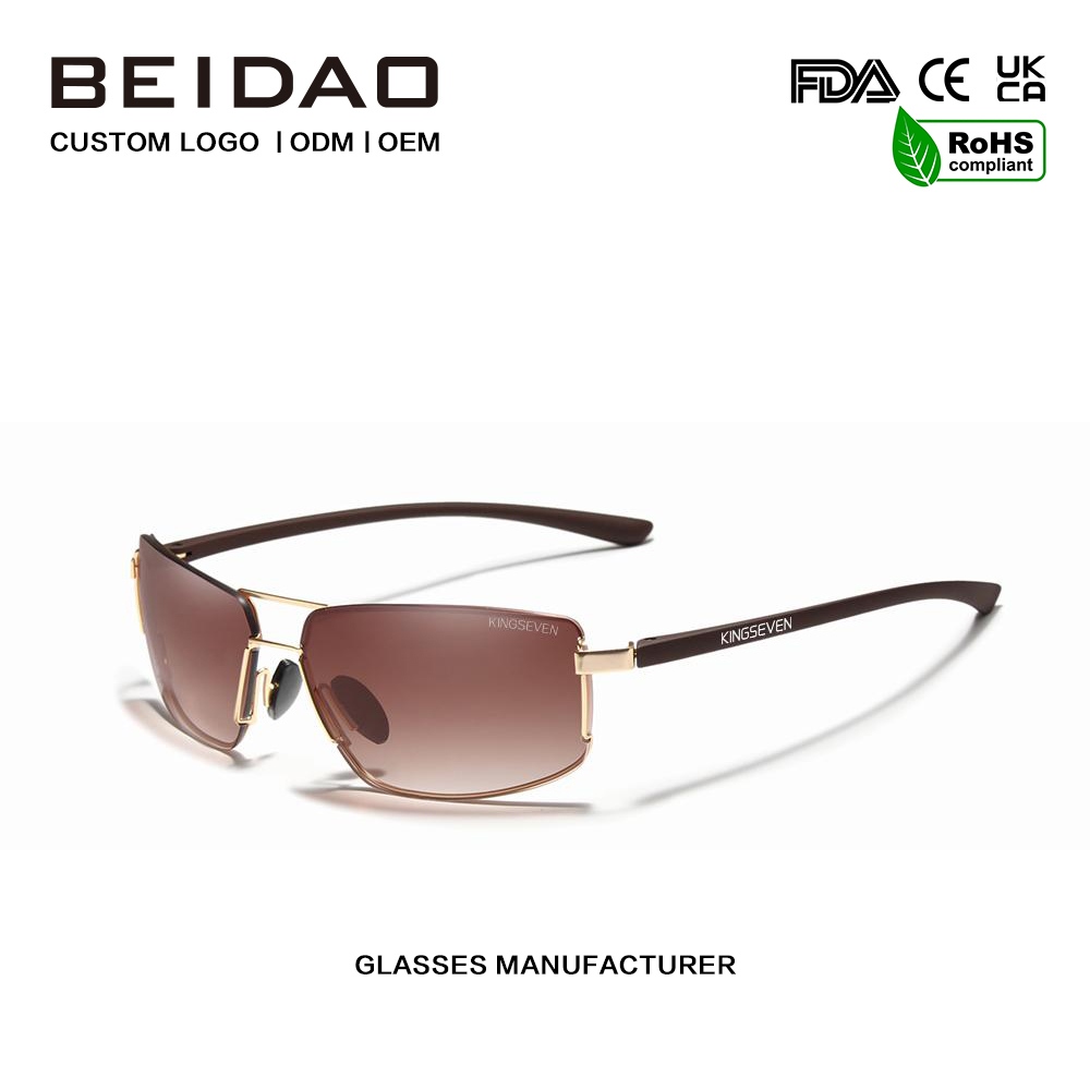 Unisex vintage kvadratiniai aliuminio poliarizuoti akiniai nuo saulės